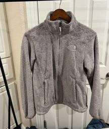 The North Face Women’s  gray zip-up fuzzy jacket size Medium