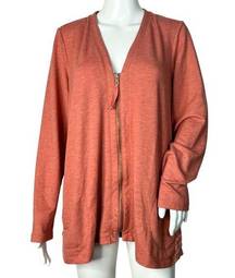 Logo Lounge Lori Goldstein Zip Up Sweatshirt Orange Lace Back Oversized