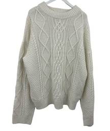 Simply Couture Fisherman Cable Knit Plus Size Sweater Cream Size 2X