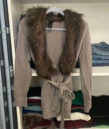 Ann Taylor fur cardigan