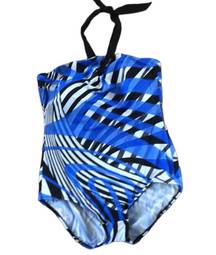 NWT Longitude Woman Halterneck swimsuit ib blue & white size 20 W