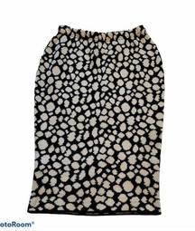 Joan Vass Knit Bodycon Skirt White Black Animal