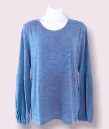 NWT Life Style Crewneck Tight Knit Sweater in Indigo Blue Size L