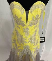 Yellow/Silver Prom/Pageant Gown Size 10