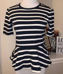 GAP peplum navy striped Top, Small