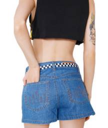 Honey Punch Denim Embroider Flame Shorts