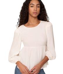 Holden Top Ivory Ballon Sleeve Open Back Peplum Size L