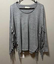 Nation LTD  Priscilla Fringe Sweatshirt‎ in Heather Grey size Medium