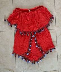 Surf Gypsy Like New Pom Romper Sz Small Dark Pink/Red