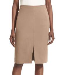 MM LAFLEUR Russet Tan The Greenpoint Pencil Skirt Front Slit Stretch Women's 6