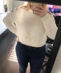 Polly & Esther Cropped White Sweater