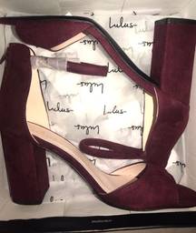 Lulus Suede Burgundy Heels