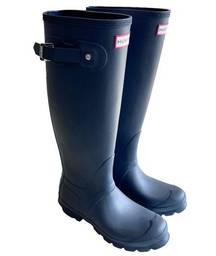 Hunter  original tall navy matte waterproof rain boots size 5 NWOT