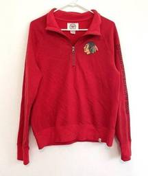 FORTY SEVEN BRAND / 47 BRAND Red Chicago Blackhawks Hockey 1/4 Zip Sweatshirt M