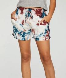 CHASER HEIRLOOM WOVENS RIB WAIST UTILITY SHORTS SHORELINE TIE DYE small NWOT