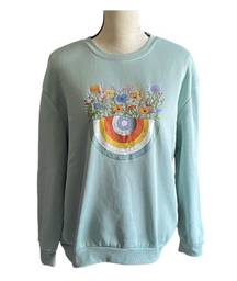 SheIn NWOT- Adorable mint green sweatshirt, rainbow and flowers on front, brand new, size large Measurements: Bust: armpit to armpit 24 inches  Length: shoulder seam to bottom 26 1/2 inches