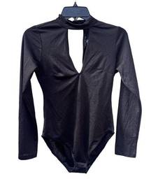 SM Haute Monde window long sleeve black bodysuit