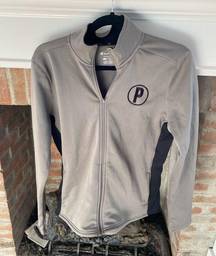 Champion  Womens Zip Up Fitted Grey Jacket With “P” Embroidery size Medium