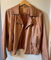 Camel-colored leather jacket by Max Studio