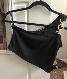 SheIn Black One Shoulder Crop Top