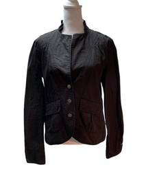 Sanctuary Surplus Black 3 Front Button Long Sleeve Blazer with Ruffled Collar M
