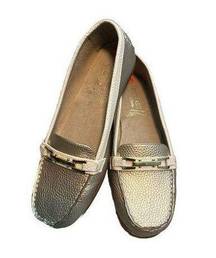 AEROSOLES WOMEN'S MANUSCRIPT FAUX LEATHER LOAFERS, GOLD SIZE 9.5 NWOB