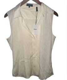 Theory Sleeveless Shirt in Silk SIZE M Ivory in color NWT