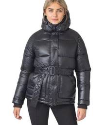 Toboggan Canada Mia Puffer Belted Coat with Removable Hood Black XL NWT