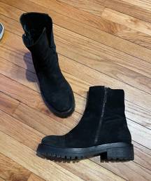 Thursday Boot Co. Black Leather Boots Tomboy Masc Edgy Biker Moto Suede Leather Zip Rave