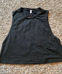 Laslulu Crop Workout Loose Sleeveless Black Tank Top Sz M