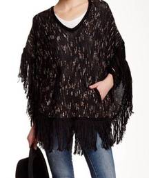 Ella Moss Negev Poncho Fringe Pullover Sweater Size XS/S