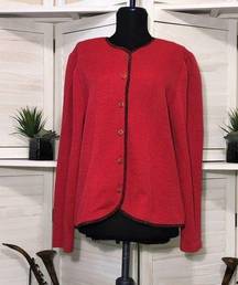 Leslie Fay vintage 60s 70s grandma’s core red cardigan sz L