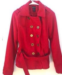 Wet Seal Junior Red Double Breasted Peacoat Jacket