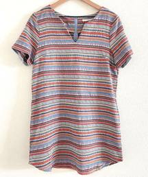 Ellison Anthropologie Colorful Striped Mini Shirt Dress Women's L