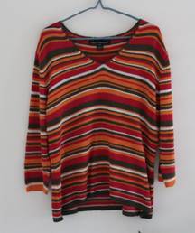 Vintage Stripe V Neck Sweater 