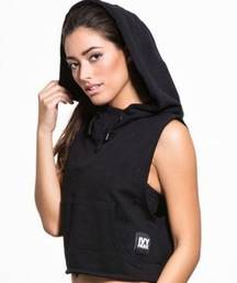 Ivy Park  Black Cropped Sleeveless Hoodie with Logo Patch Size XS