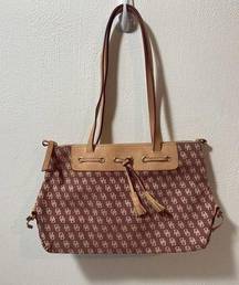 Dooney&Bourke Vintage shoulder purse Tassel Signature Canvas Leather Satchel