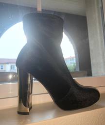 Shoedazzle Black Velvet Booties