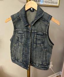 Womens sleeveless button up denim vest by Express size medium