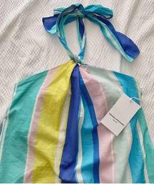 Amanda Uprichard Multicolored Striped Halter Tie Top