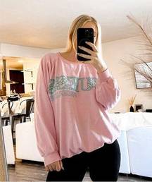 Guess  Vintage Logo Pink Crew Neck Sweater Cotton Blend Size Large