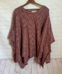 Poncho sweater one sleeve marled space-dyed rust red Knox Rose Small/Medium