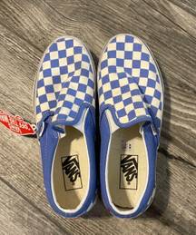 Vans Checkered Red And Blue Slip On Shoes