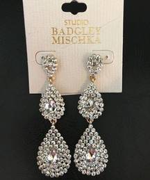 Badgley 3 tier teardrop earrings w gold Accents