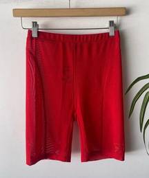 Shane Justin Shorts Womens Small Red High Rise Biker Mesh Festival Rave Summer