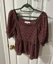 Red Floral Blouse