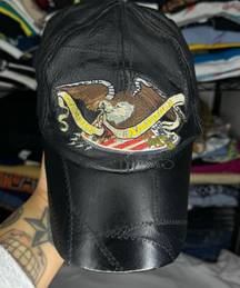 American Eagle Vintage Leather “God Bless America”  Motorcycle Hat Sz O/S