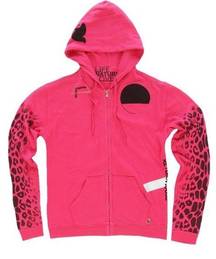 Free City Leopard Zip Hoodie Fuschia, S