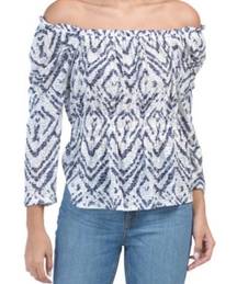 Belldini off shoulder burn out abstract printed top  Size Medium