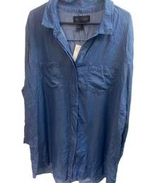 NWT Live A Little Chambray Button Down Blouse